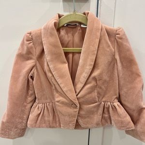 Janie and Jack pink velvet suit jacket, skirt and blouse